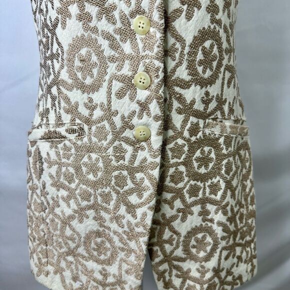 The Limited The Finest Collection Vintage Tan and Cream Embroidered Vest Size XS - Picture 4 of 13